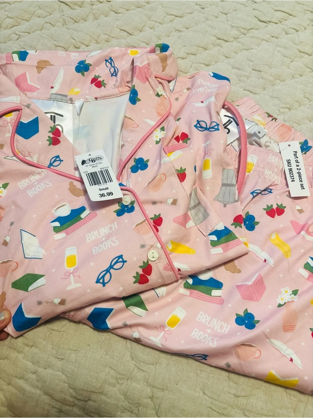 Women’s Pink 'Brunch & Books' Pajama Set